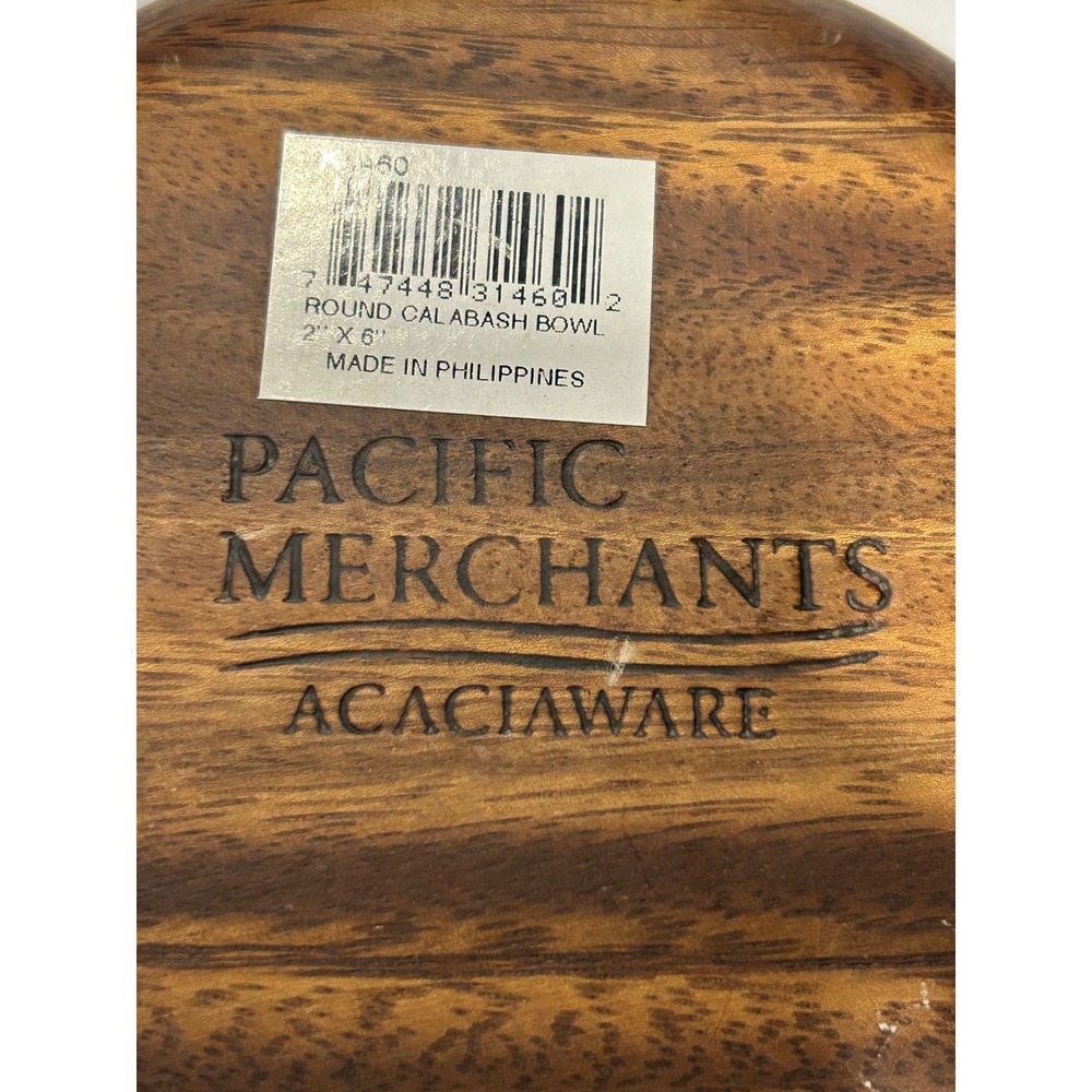 Pacific Merchants Acaciaware Round Calabash Wood Bowl 6x2 Acacia Wood K0460 - Picture 4 of 5
